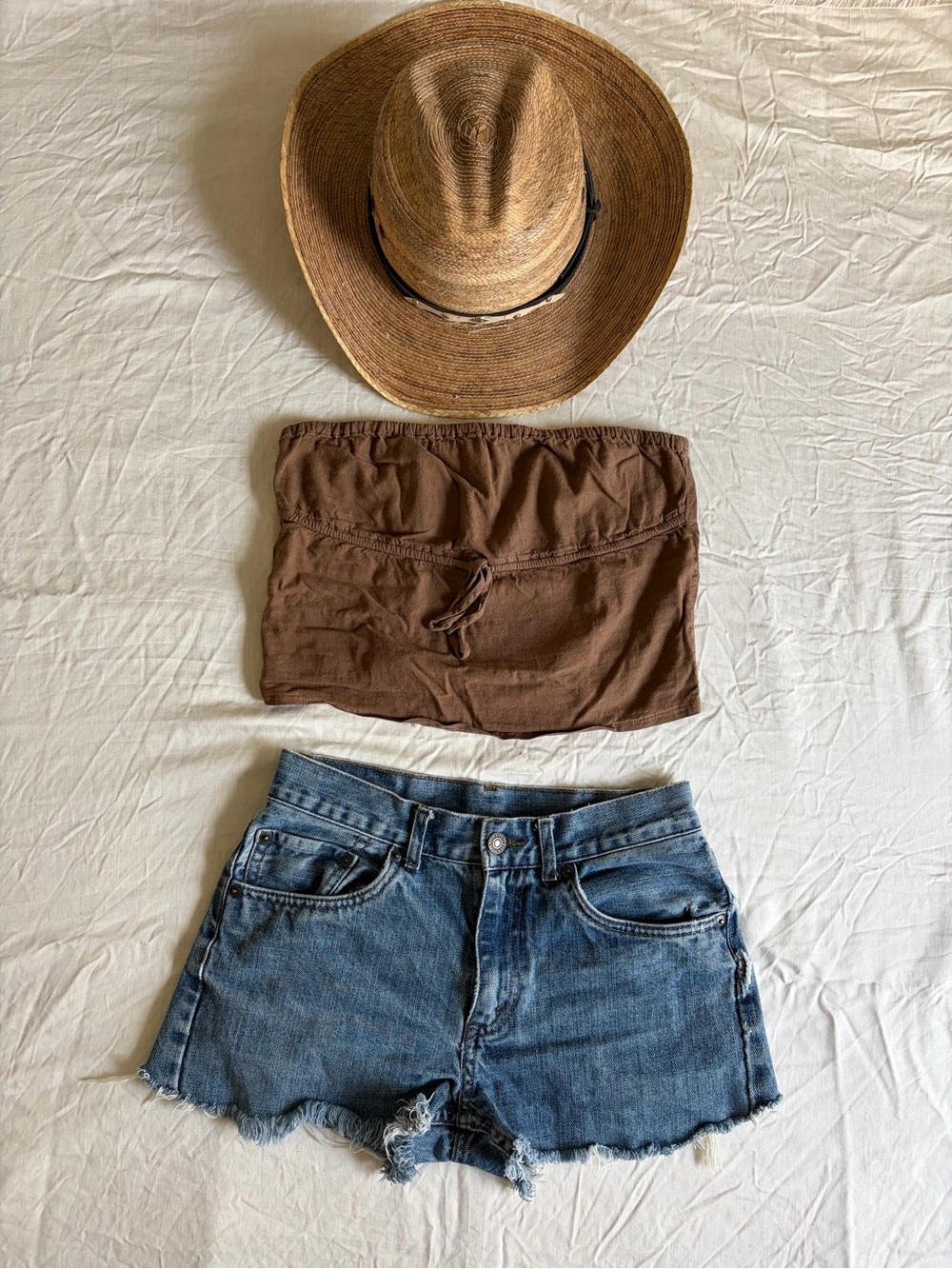Women's Brown Drawstring Tube Top
